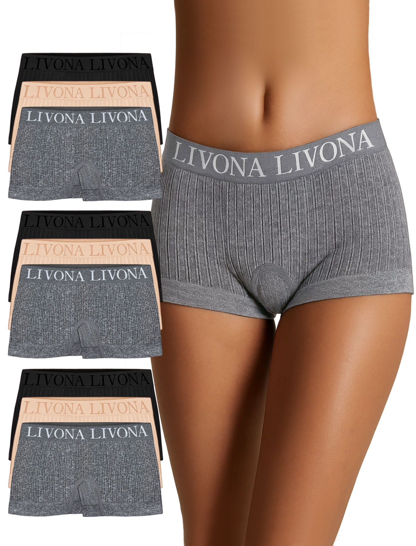 Livona 9-Pack Girls' Seamless Boyshort Underwear,Moisture-Wicking Kids Panties,No-Ride Design