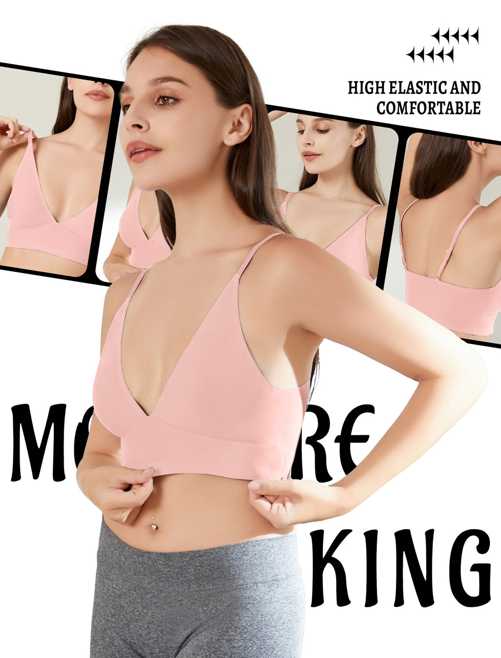 4Leezy Wireless Bras for Women - 2 Pack Sports Bra Bralettes with Support No Underwire Seamless Workout Tops Cami Crop Tank S-XXL