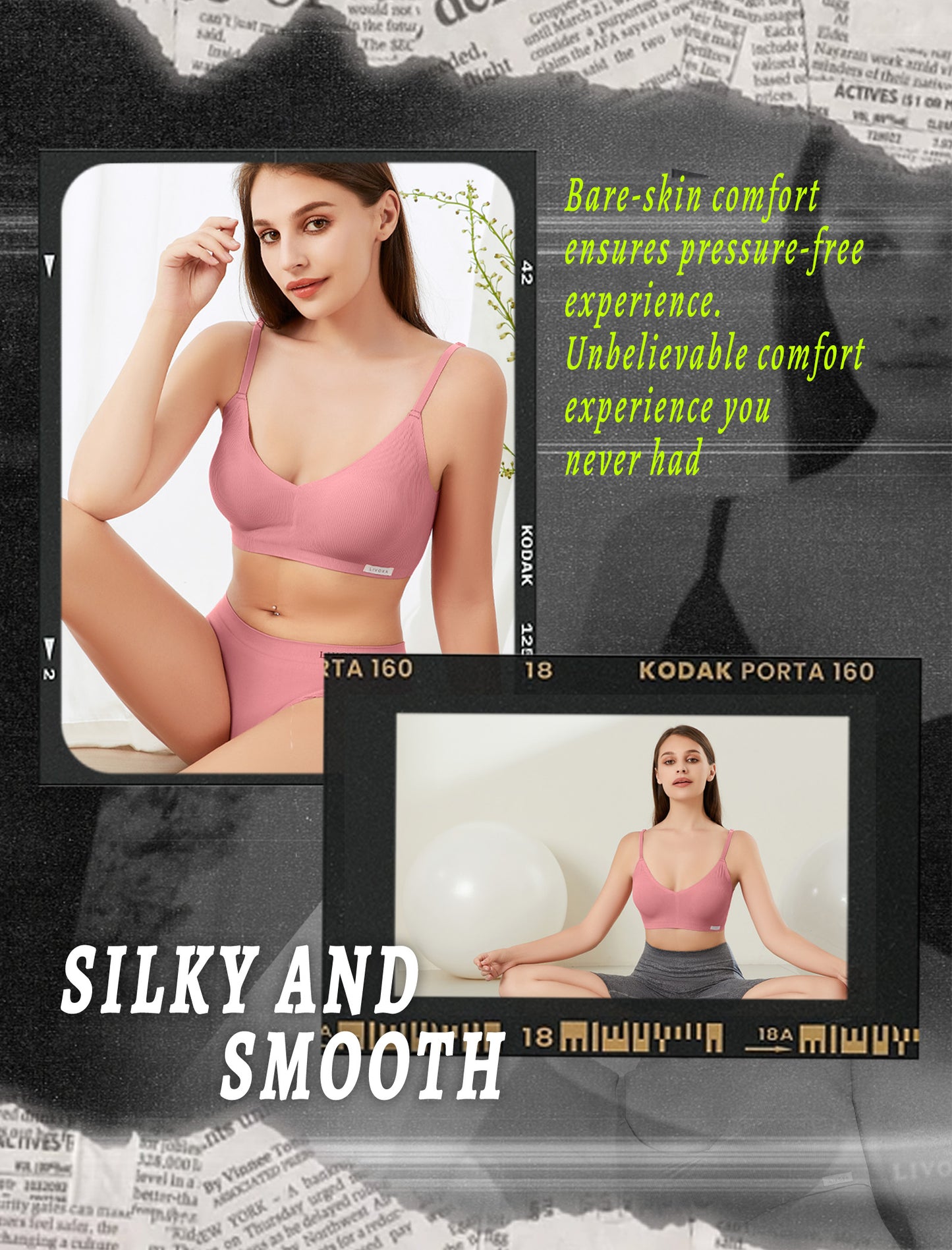 Livona Wireless Bras for Women - Comfort Bralettes with Support Adjustable Seamless Sports Bras Lace Cami Crop S-XXL