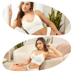 LIVONA 3 Pack Women's Seamless Sports Bra V-Neck Wirefree with Removable Pads Everyday Soft Invisible Lounge Cami Bralette S-XXL