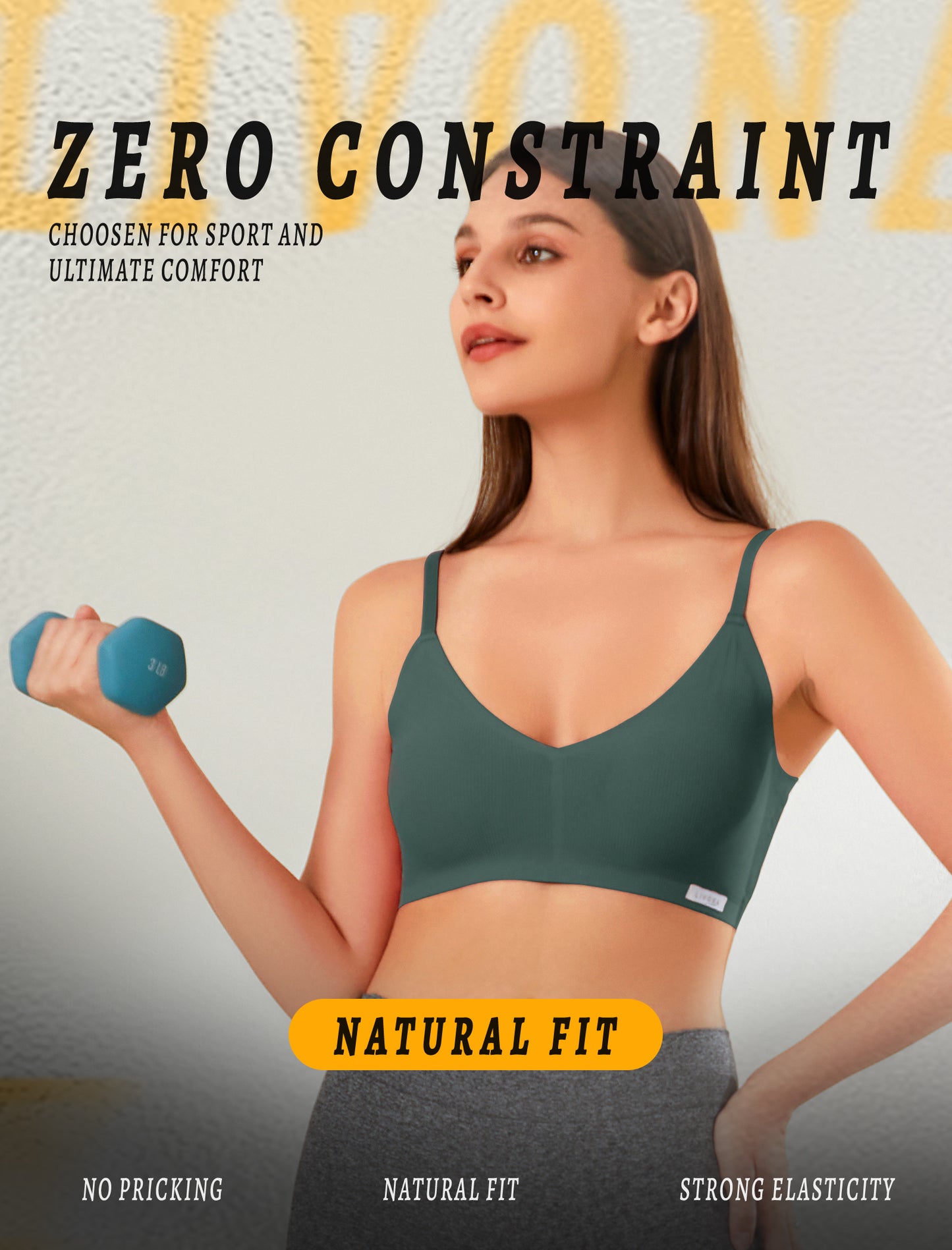 Livona Lace Bralette for Women - Comfort Sports Bra Wireless Padded Bralette with Support Workout Tops Cami Crop S-XXL