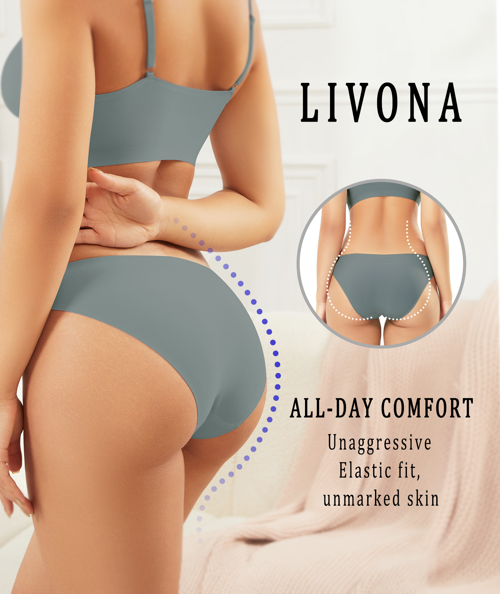 Livona Underwear for Women-Seamless Underwear, HighCut Bonded Edges Panties, No Show Soft Microfiber Bikini Hipster S-XXL