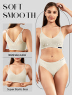 Livona Wireless Bras for Women - 2 Pack Comfort Bralettes with Support Adjustable Seamless Sports Bras Lace Cami Crop S-XXL