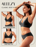 4Leezy Wireless Bras for Women - 2 Pack Sports Bra Bralettes with Support No Underwire Seamless Workout Tops Cami Crop Tank S-XXL