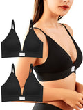 Livona Sports Bras for Women - 2 Pack V-Neck Wireless Bra Bralettes with Support Comfort Plunge Workout Tops Padded Fitness Cami Crop Tank S-XXL