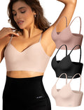 Women's Seamless Push Up Bra Longline Wireless Padded Bralettes with Support Lift Plunge T-Shirt/Tank Top Bras