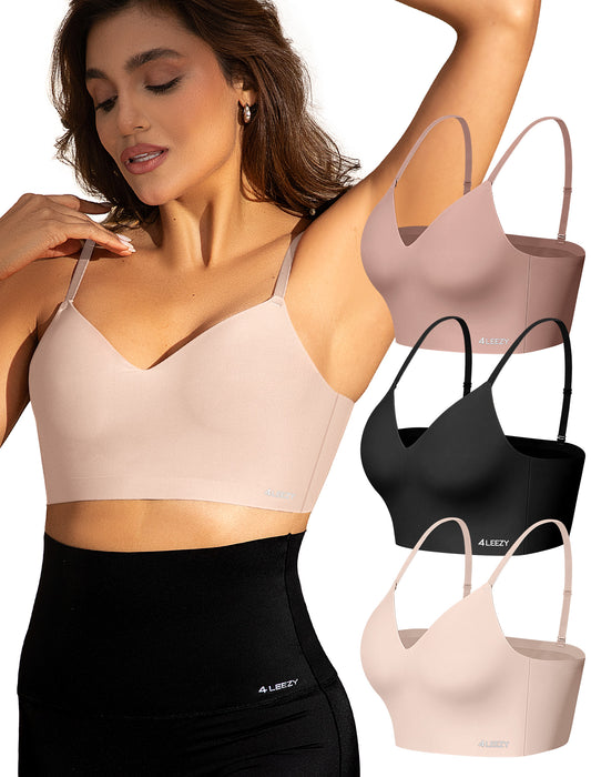 Women's Seamless Push Up Bra Longline Wireless Padded Bralettes with Support Lift Plunge T-Shirt/Tank Top Bras