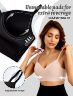 Women's Seamless Push Up Bra Longline Wireless Padded Bralettes with Support Lift Plunge T-Shirt/Tank Top Bras