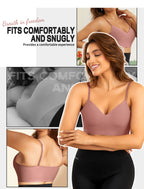 Women's Seamless Push Up Bra Longline Wireless Padded Bralettes with Support Lift Plunge T-Shirt/Tank Top Bras