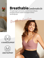 Women's Seamless Push Up Bra Longline Wireless Padded Bralettes with Support Lift Plunge T-Shirt/Tank Top Bras