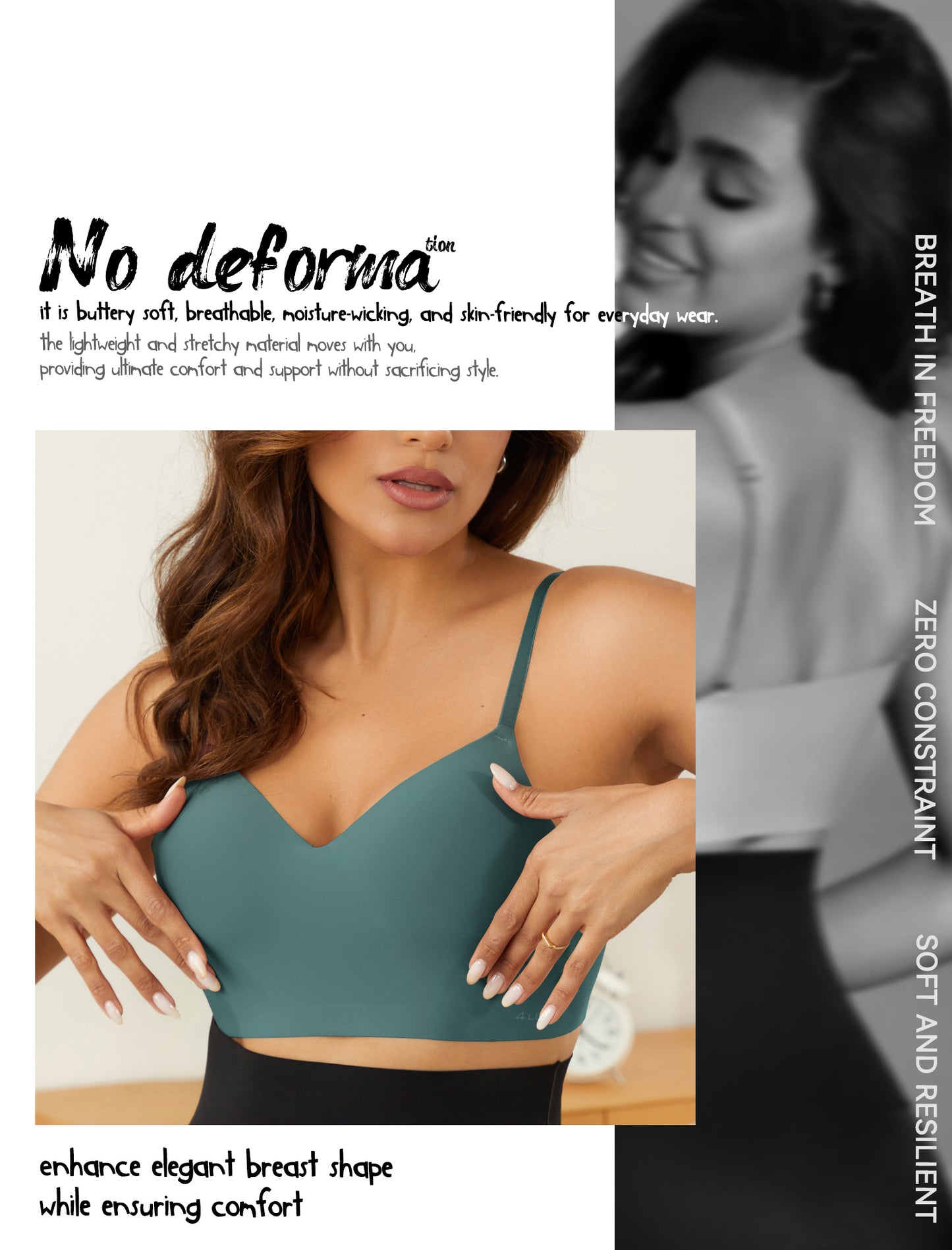 Women's Seamless Push Up Bra Longline Wireless Padded Bralettes with Support Lift Plunge T-Shirt/Tank Top Bras