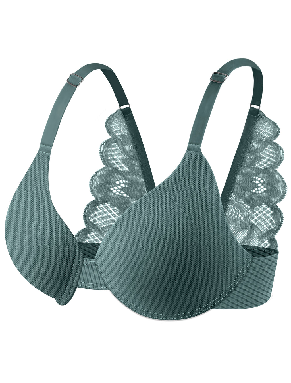 Leezywear Women's T-Shirt/Tank Top Bra - Full Coverage Laser Push Up with Back Lace Support Work Out Bra