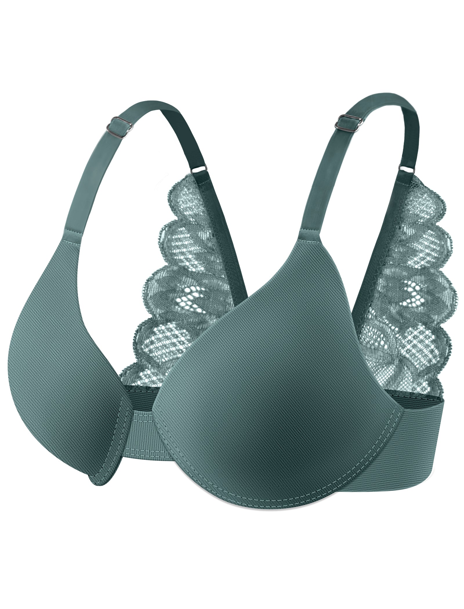 Leezywear Women's T-Shirt/Tank Top Bra - Full Coverage Laser Push Up with Back Lace Support Work Out Bra