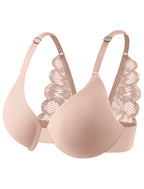 Leezywear Women's T-Shirt/Tank Top Bra - Full Coverage Laser Push Up with Back Lace Support Work Out Bra