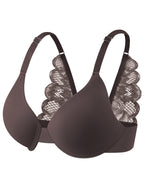 Leezywear Women's T-Shirt/Tank Top Bra - Full Coverage Laser Push Up with Back Lace Support Work Out Bra