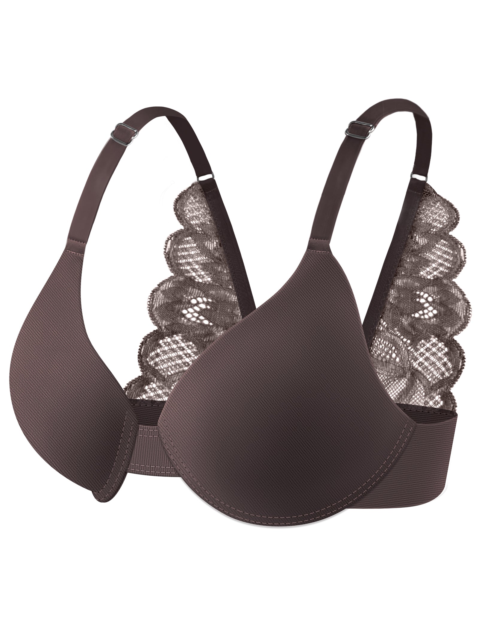 Leezywear Women's T-Shirt/Tank Top Bra - Full Coverage Laser Push Up with Back Lace Support Work Out Bra