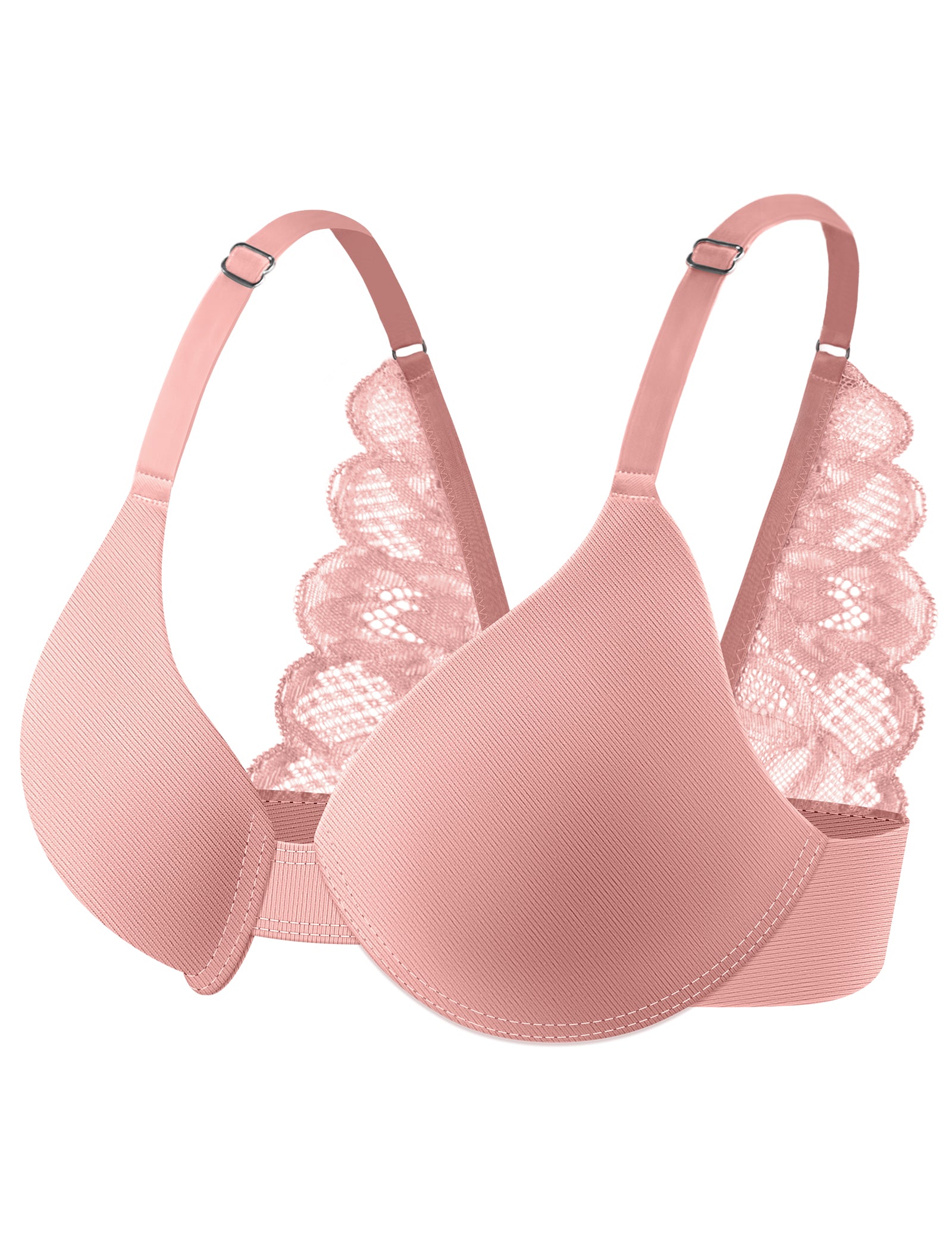 Leezywear Women's T-Shirt/Tank Top Bra - Full Coverage Laser Push Up with Back Lace Support Work Out Bra