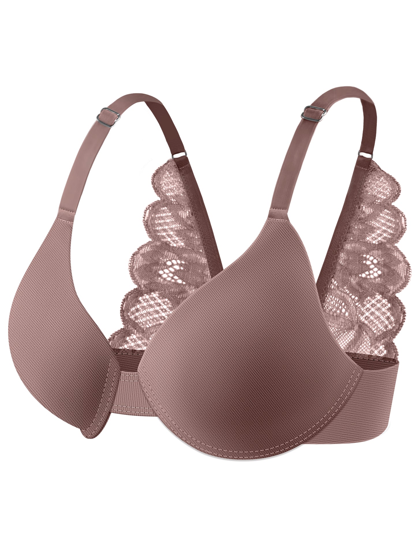 Leezywear Women's T-Shirt/Tank Top Bra - Full Coverage Laser Push Up with Back Lace Support Work Out Bra