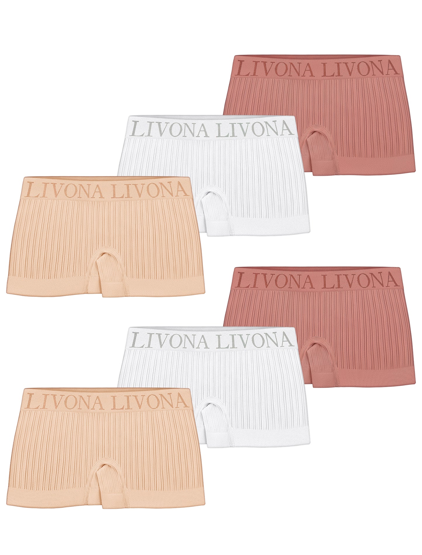 Livona 6-Pack Girls' Seamless Boyshort Underwear,Moisture-Wicking Kids Panties,No-Ride Design