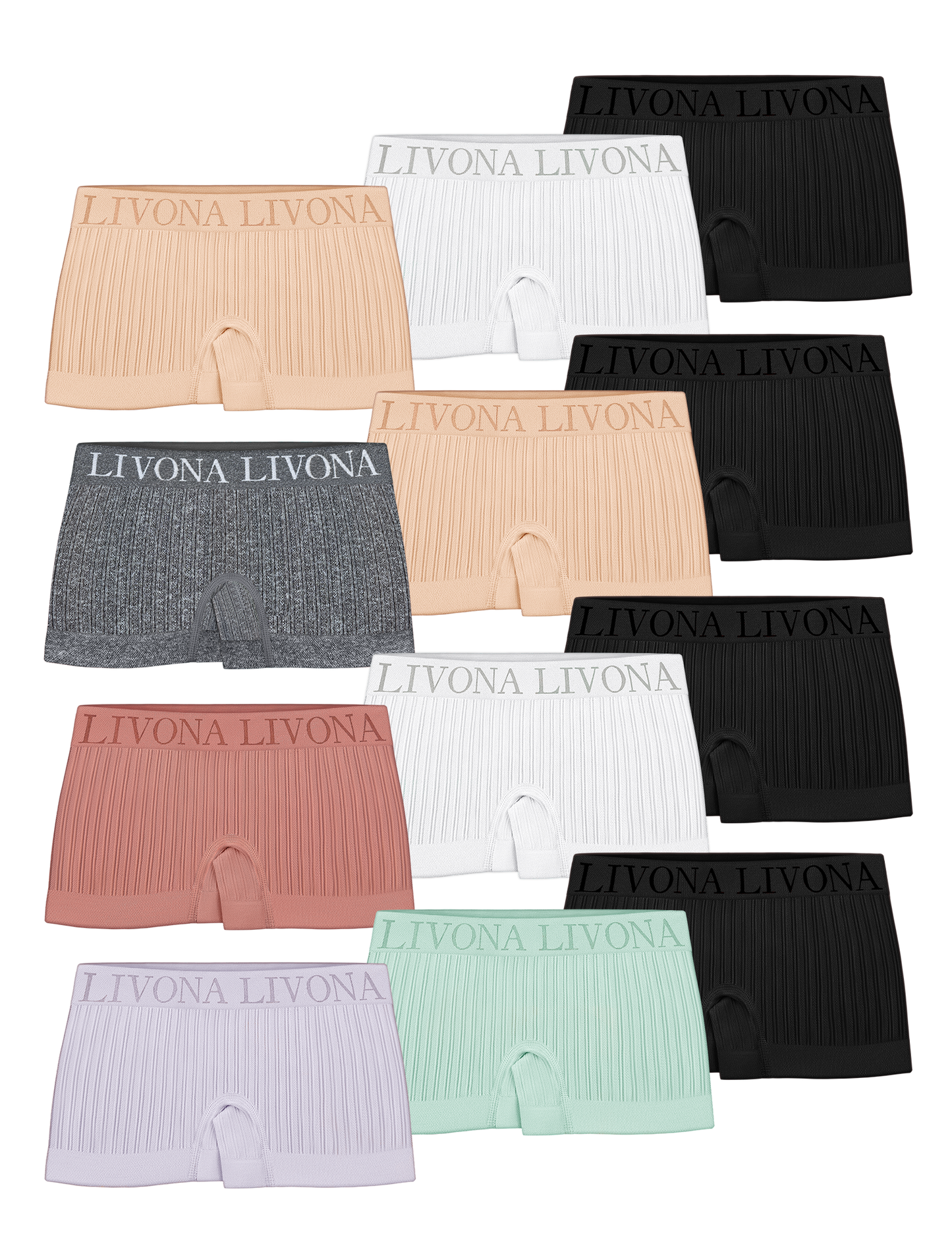 Livona Girls' Seamless Boyshort Underwear,Moisture-Wicking Kids Panties,No-Ride Design