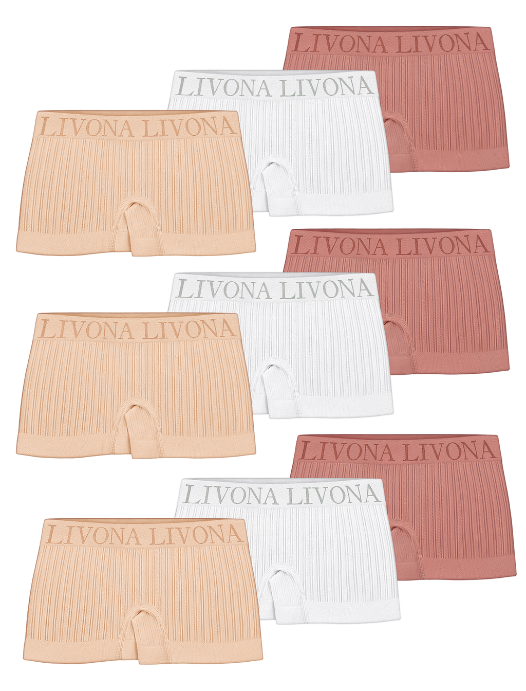 Livona 9-Pack Girls' Seamless Boyshort Underwear,Moisture-Wicking Kids Panties,No-Ride Design