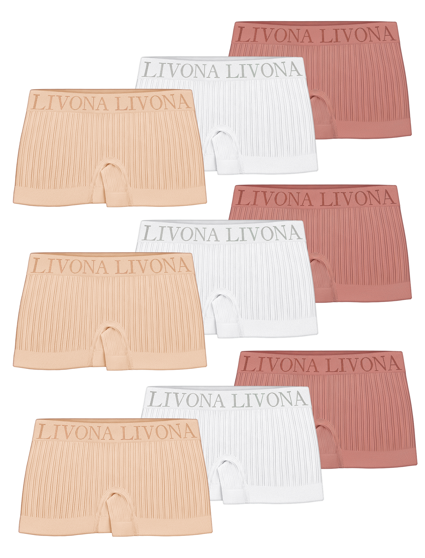 Livona 9-Pack Girls' Seamless Boyshort Underwear,Moisture-Wicking Kids Panties,No-Ride Design