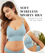 LIVONA 3 Pack Women's Seamless Sports Bra V-Neck Wirefree with Removable Pads Everyday Soft Invisible Lounge Cami Bralette S-XXL