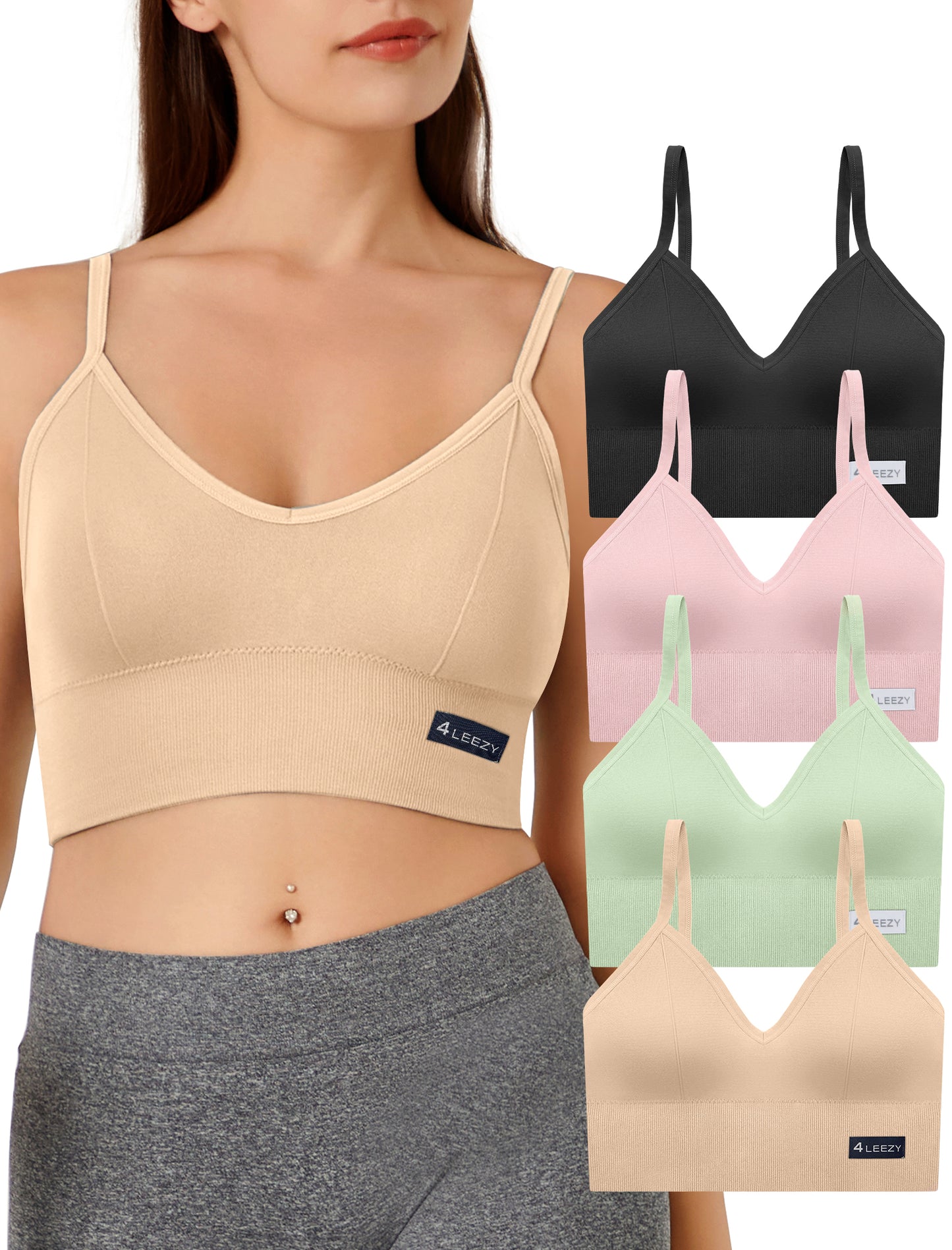 Livona Sports Bras for Women- Wireless Soft Workout Tops Padded Seamless Fitness Bralettes Comfort Cami Tank S-XXL