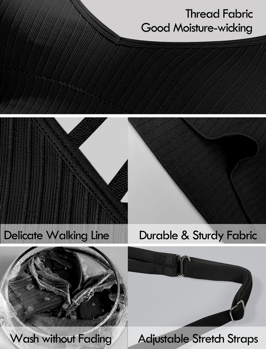 4Leezy Sports Bras for Women - 3 Pack Ribbed Wireless Soft Workout Tops Padded Bralettes Racerback Comfort Cami Crop S-XXL