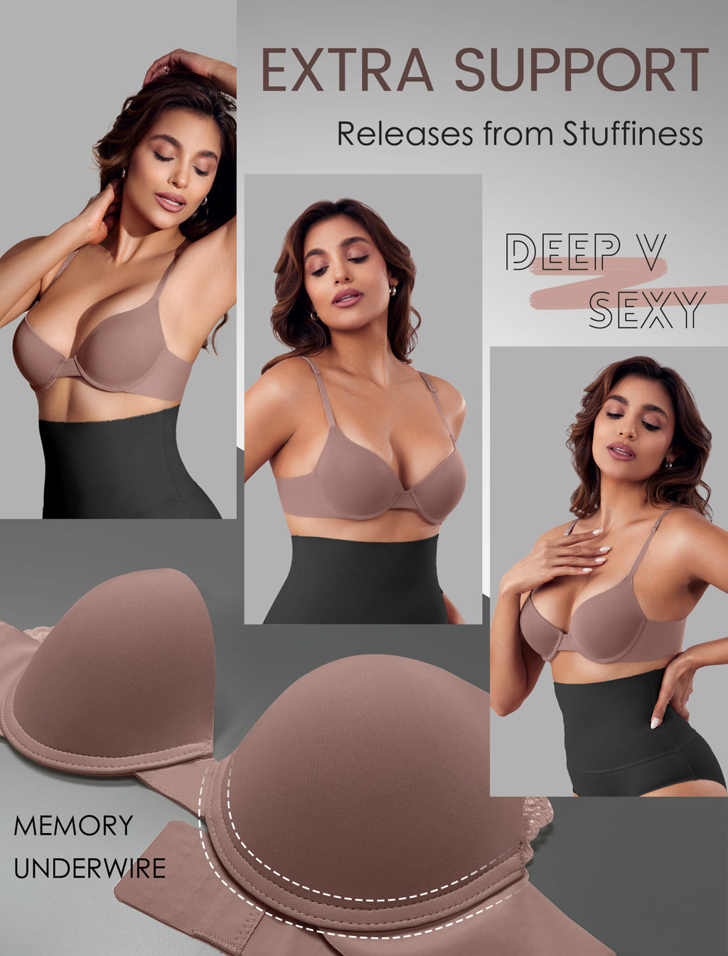 Leezywear Women's T-Shirt/Tank Top Bra - Full Coverage Laser Push Up with Back Lace Support Work Out Bra