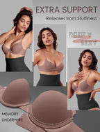 Leezywear Women's T-Shirt/Tank Top Bra - Full Coverage Laser Push Up with Back Lace Support Work Out Bra