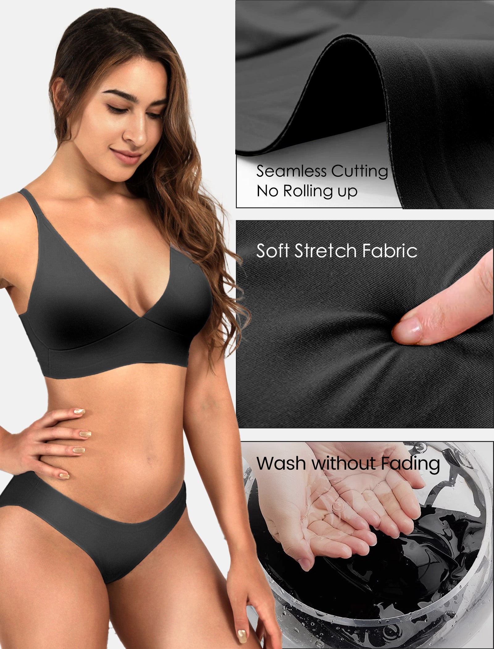 Livona 3 Pack Women's Seamless Sports Bra Vneck Wirefree with Removable Pads Everyday Soft Invisible Lounge Cami Bralette S-XXL