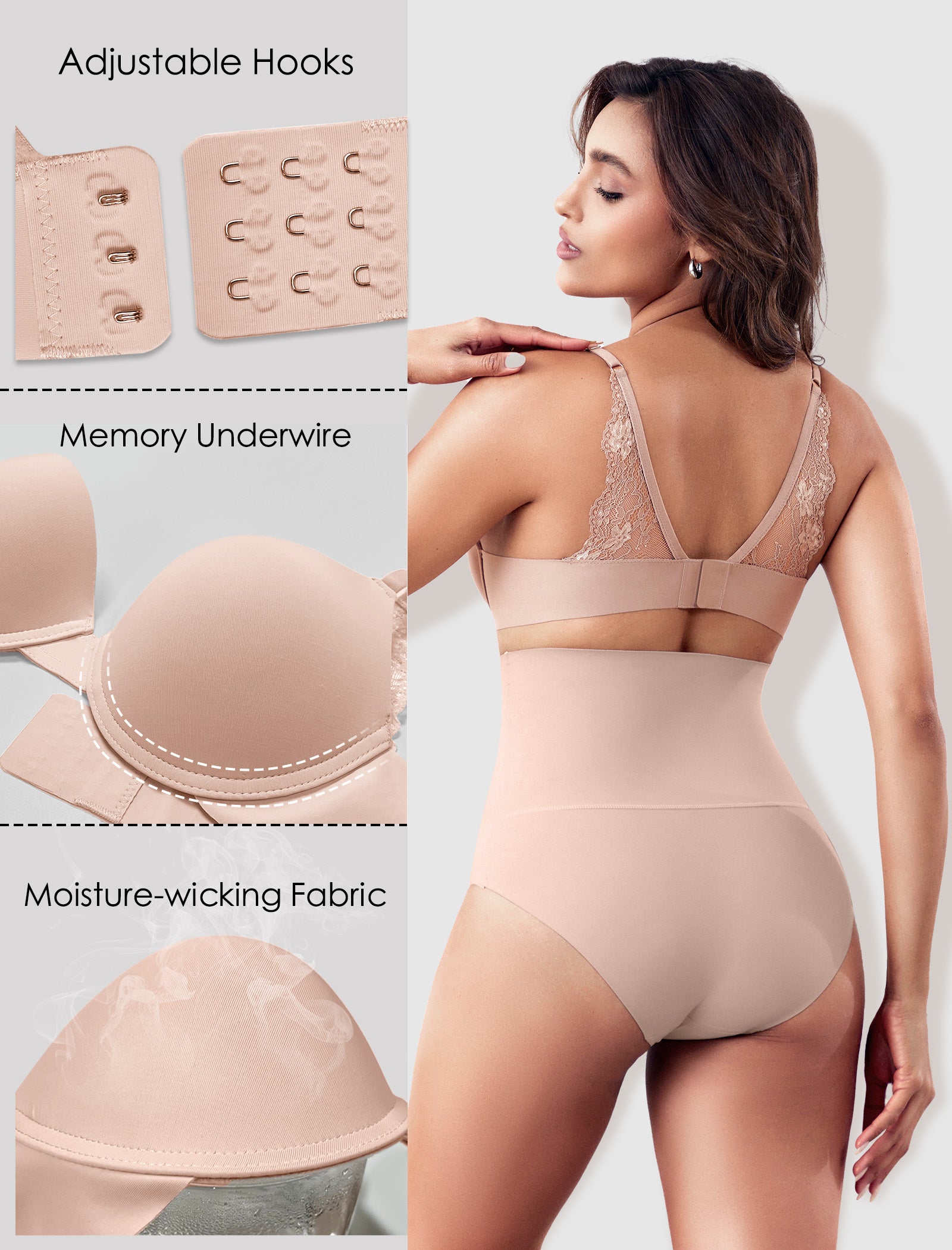 Leezywear Women's T-Shirt/Tank Top Bra - Full Coverage Laser Push Up with Back Lace Support Work Out Bra