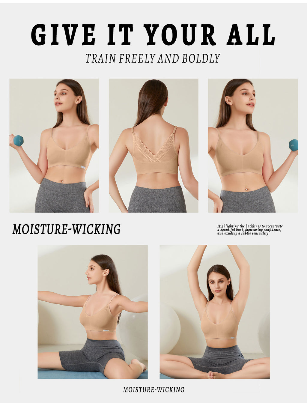 Livona Wireless Bras for Women - 2 Pack Comfort Bralettes with Support Adjustable Seamless Sports Bras Lace Cami Crop S-XXL