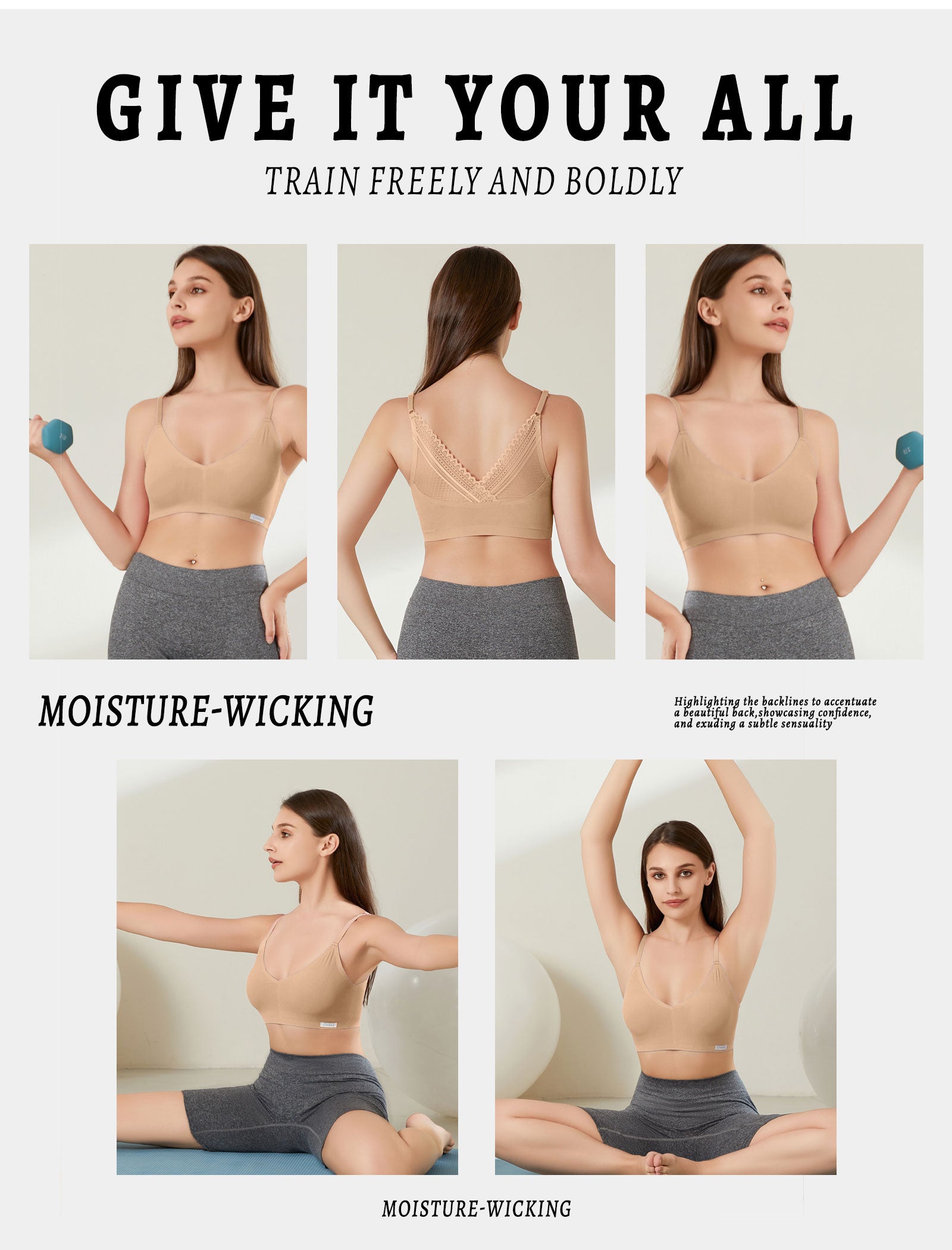 Livona Wireless Bras for Women - 2 Pack Comfort Bralettes with Support Adjustable Seamless Sports Bras Lace Cami Crop S-XXL