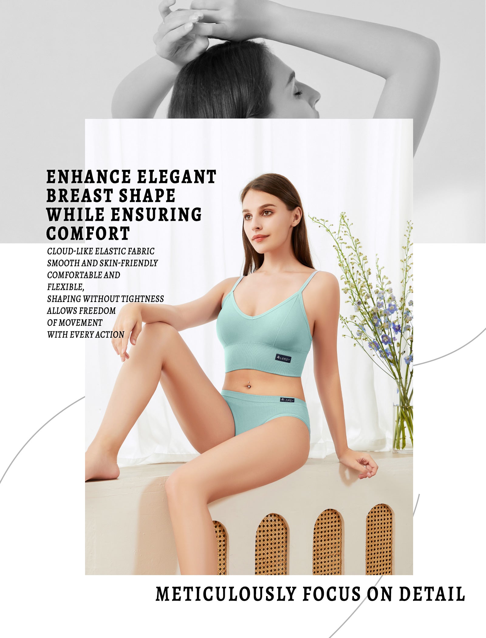 4Leezy 2 Pack Sports Bras for Women- Wireless Soft Workout Tops, Padded Seamless Fitness Bralettes, Adjustable Comfort Crop Cami Tank S-XXL