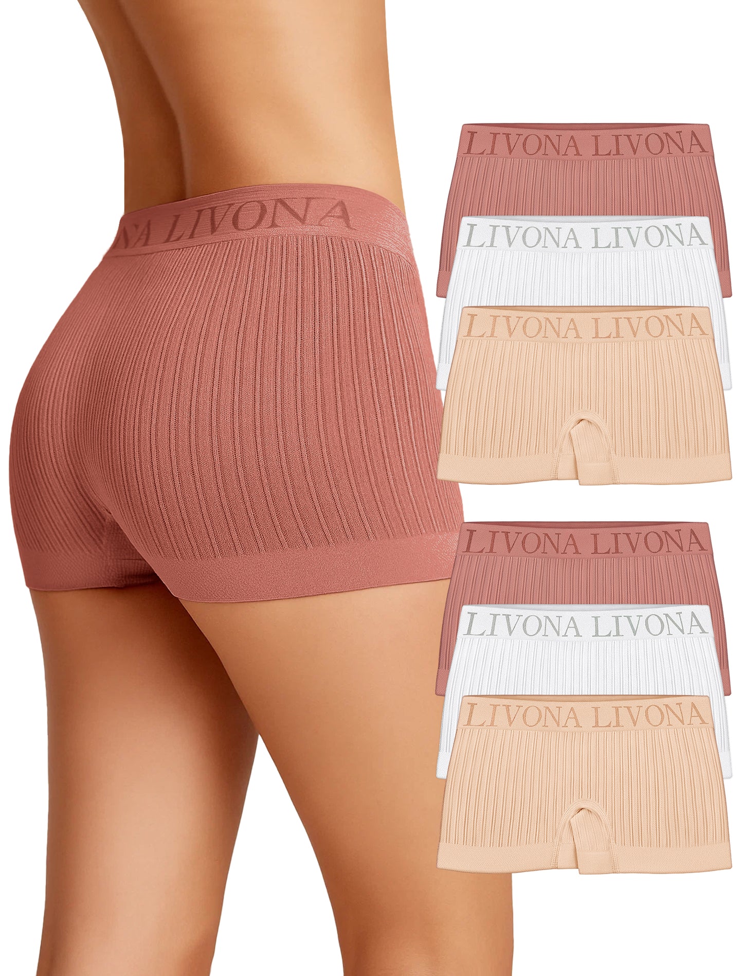 Livona 6-Pack Girls' Seamless Boyshort Underwear,Moisture-Wicking Kids Panties,No-Ride Design