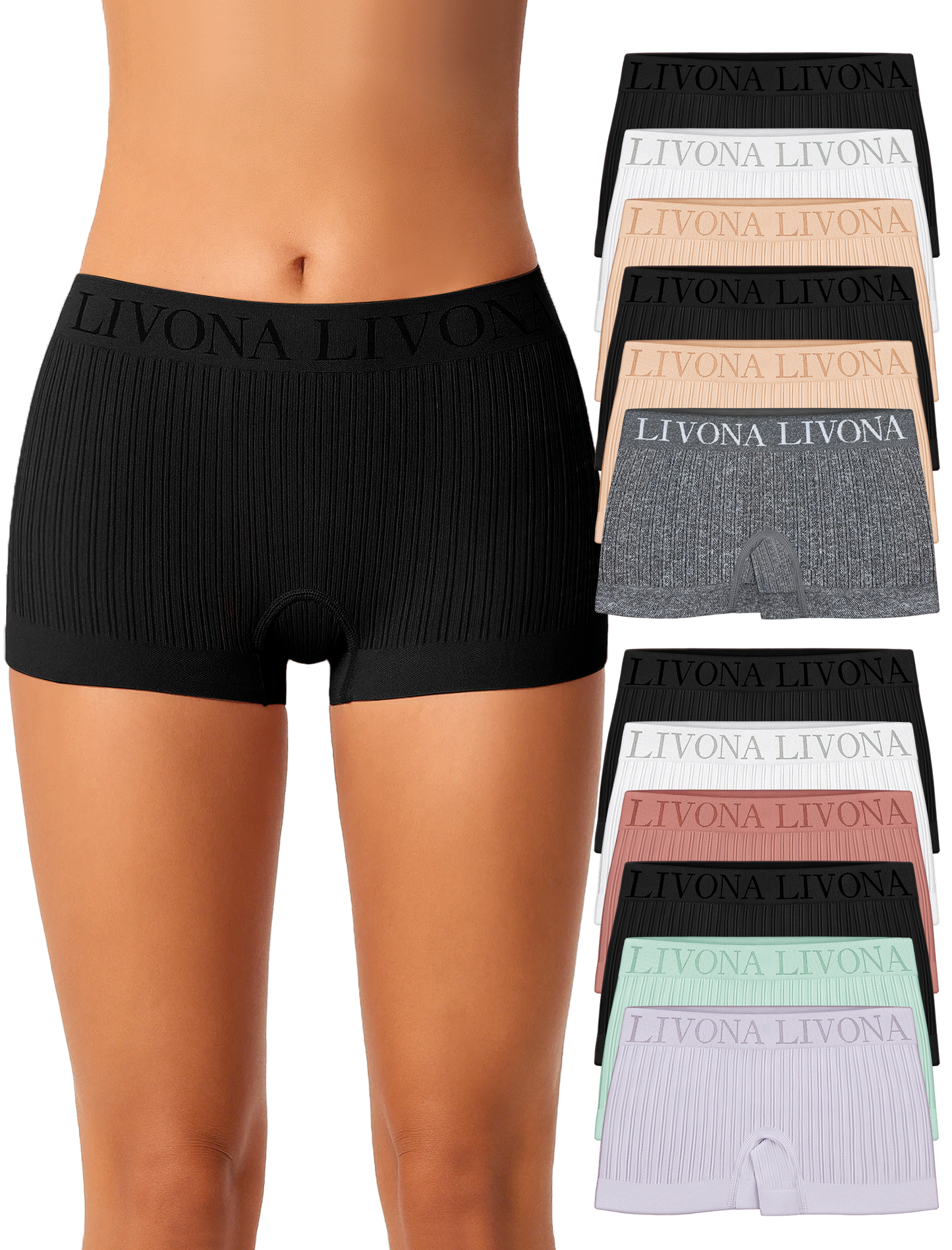 Livona Girls' Seamless Boyshort Underwear,Moisture-Wicking Kids Panties,No-Ride Design