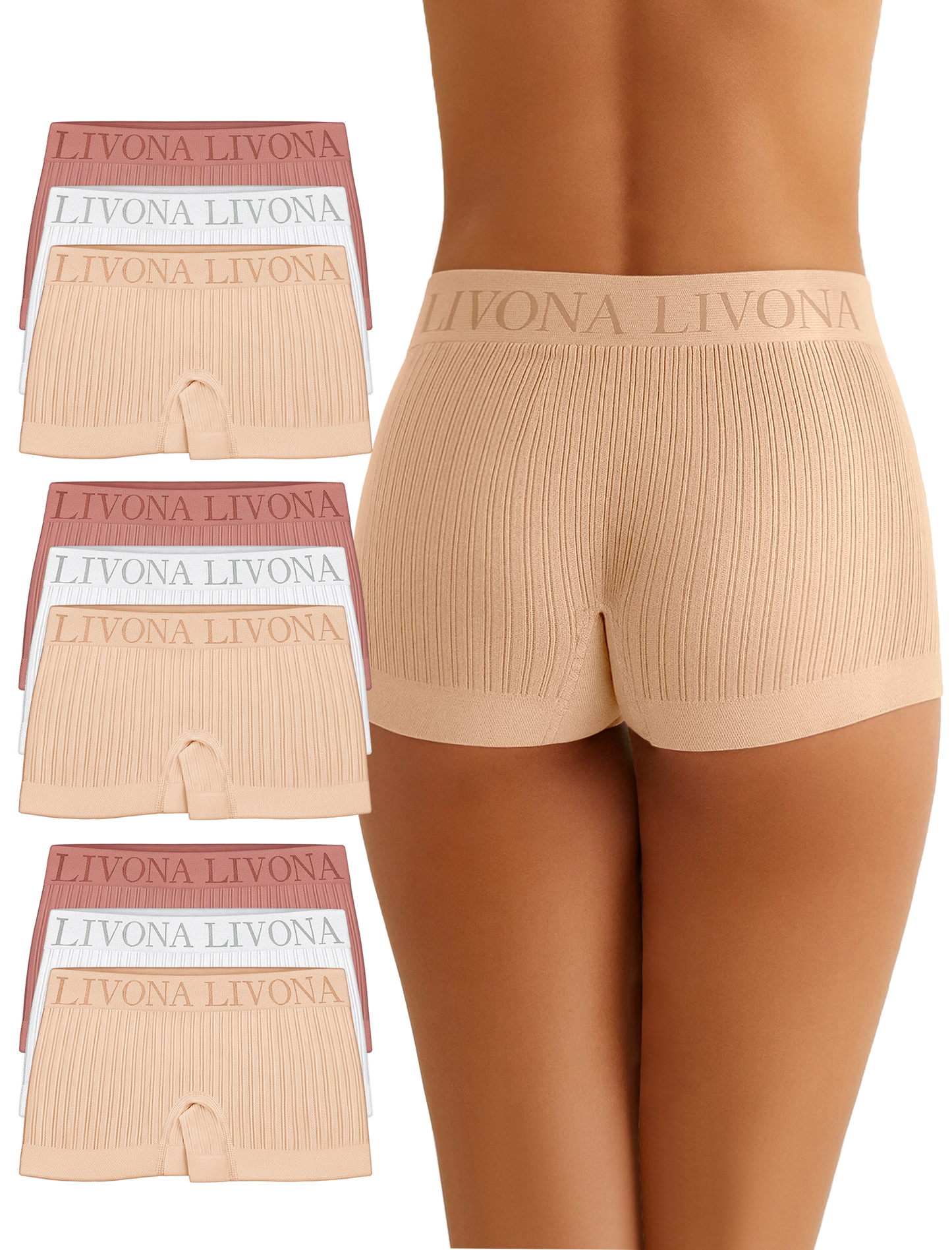Livona 9-Pack Girls' Seamless Boyshort Underwear,Moisture-Wicking Kids Panties,No-Ride Design