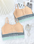 Livona 6 Pack Training Bras for Girls-Sports Bra for Teen Ribbed Wireless Bralette Fitness Padded Crop Cami Tank Top(6-14)