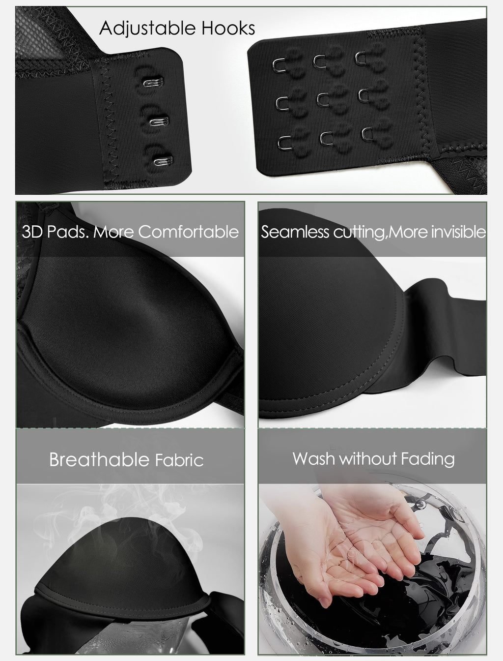 Leezywear Women's T-Shirt/Tank Top Bra - Full Coverage Laser Push Up with Back Lace Support Work Out Bra