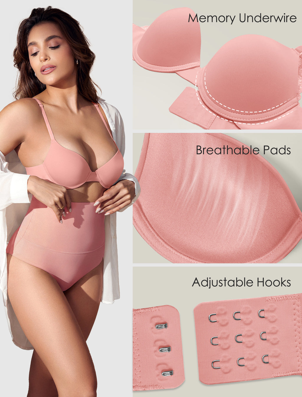 Leezywear Women's T-Shirt/Tank Top Bra - Full Coverage Laser Push Up with Back Lace Support Work Out Bra