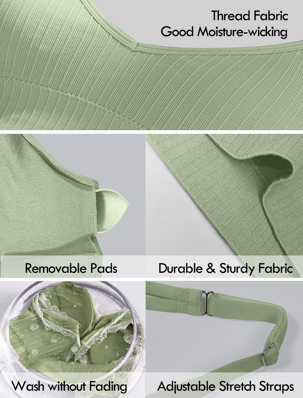 4Leezy 1 Pack Sports Bra for Women- Seamless Wireless Soft Bralette with Comfortable Padded and Nice Racerback Workout Tops Cami Crop Tank S-XXL