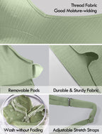 4Leezy 1 Pack Sports Bra for Women- Seamless Wireless Soft Bralette with Comfortable Padded and Nice Racerback Workout Tops Cami Crop Tank S-XXL