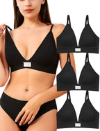 Livona 3 Pack Sports Bras for Women - V-Neck Wireless Bralettes with Support Comfort Plunge Padded Fitness Cami Crop S-XXL