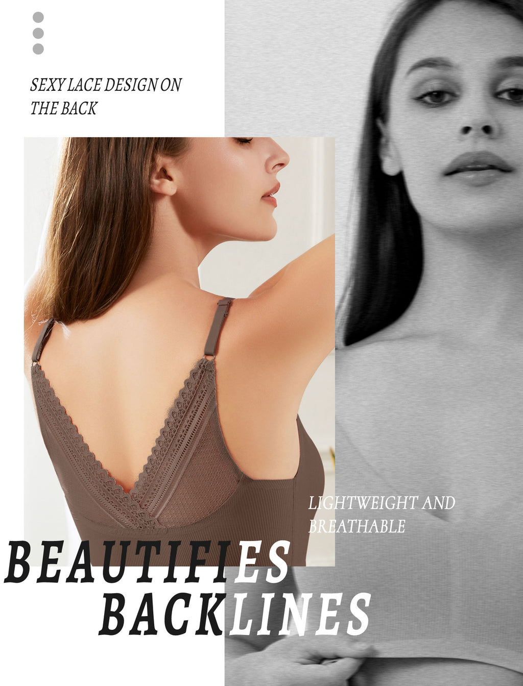 Livona Wireless Bras for Women - 2 Pack Comfort Bralettes with Support Adjustable Seamless Sports Bras Lace Cami Crop S-XXL