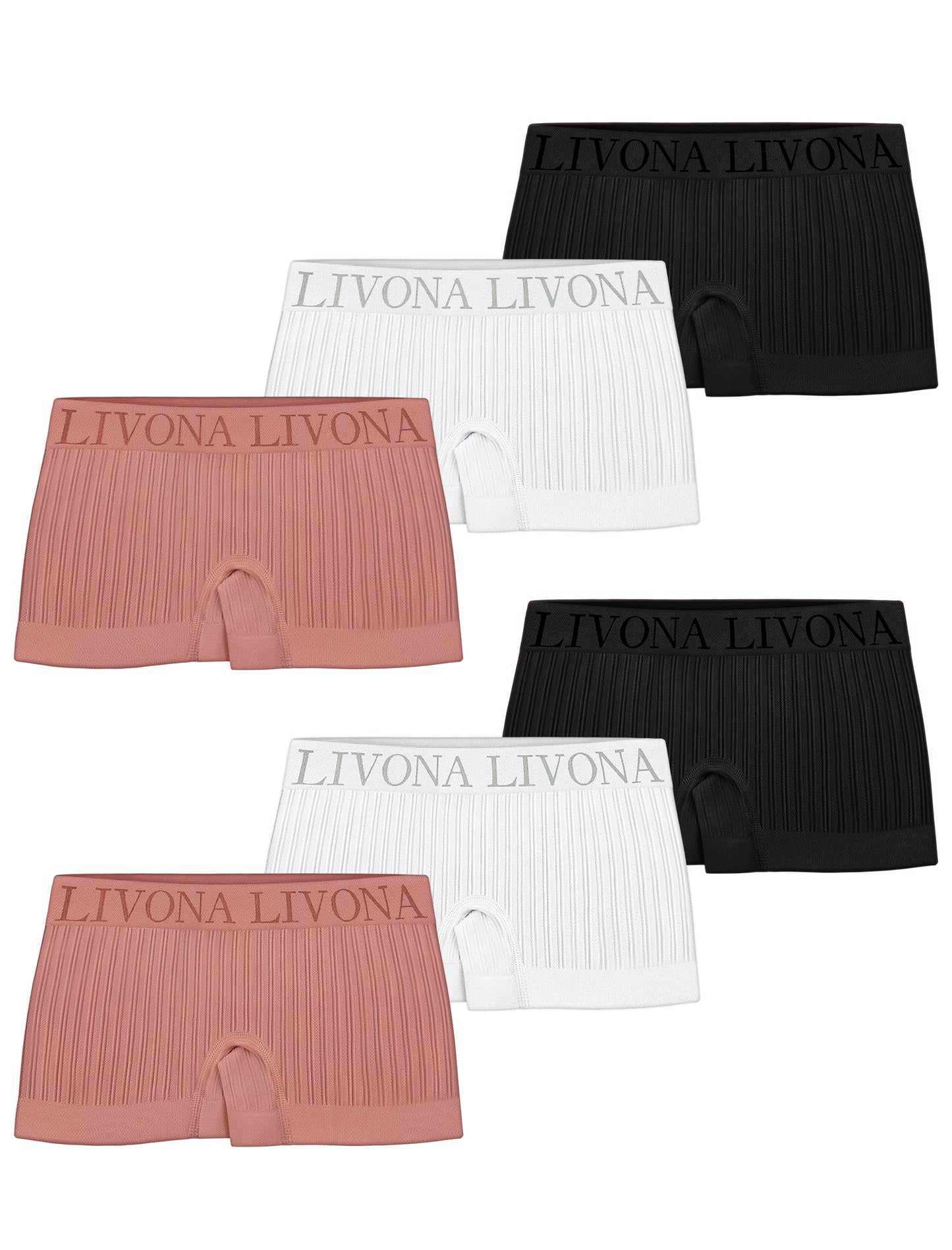 Livona 6-Pack Girls' Seamless Boyshort Underwear,Moisture-Wicking Kids Panties,No-Ride Design