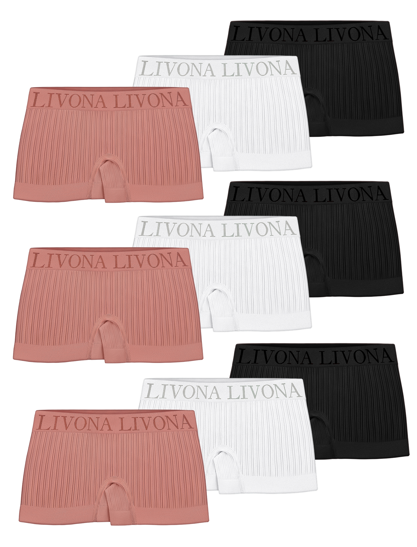 Livona 9-Pack Girls' Seamless Boyshort Underwear,Moisture-Wicking Kids Panties,No-Ride Design