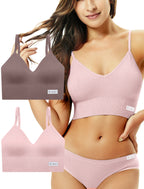 4Leezy 2 Pack Sports Bras for Women- Wireless Soft Workout Tops, Padded Seamless Fitness Bralettes, Adjustable Comfort Crop Cami Tank S-XXL