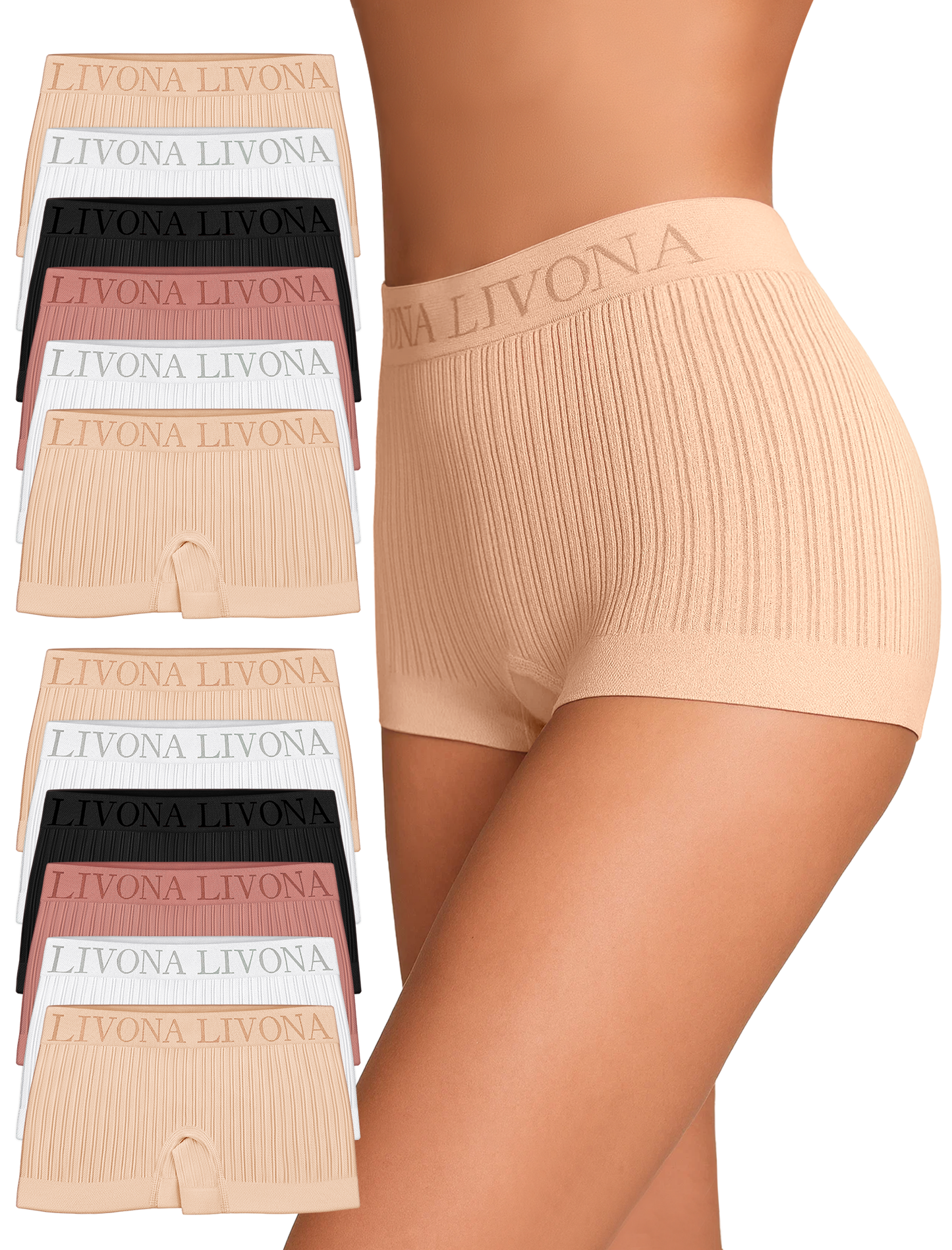 Livona Girls' Seamless Boyshort Underwear,Moisture-Wicking Kids Panties,No-Ride Design